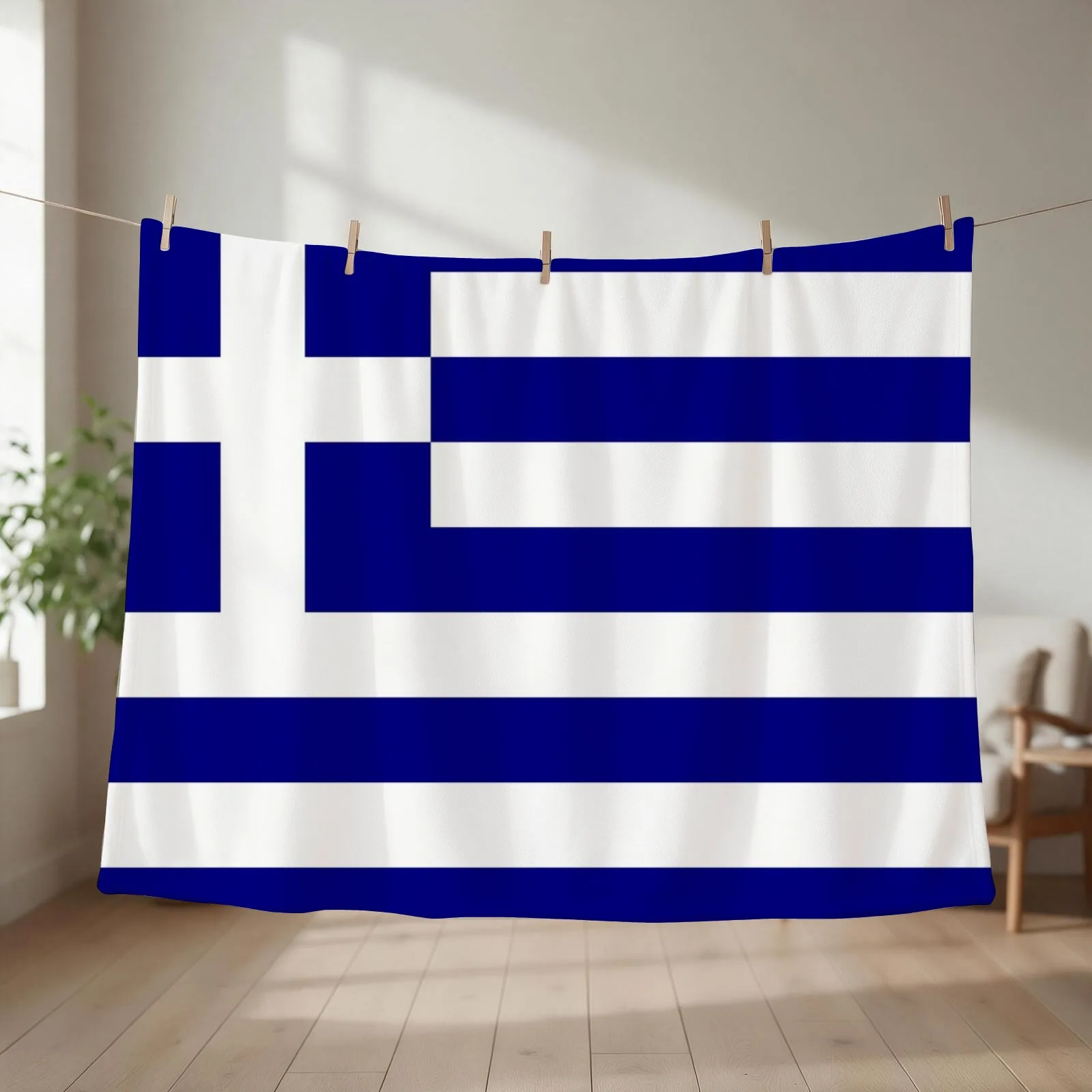 Greece flag Throw Blanket couch cozy soft plush fuzzy picnic outdoor blanket