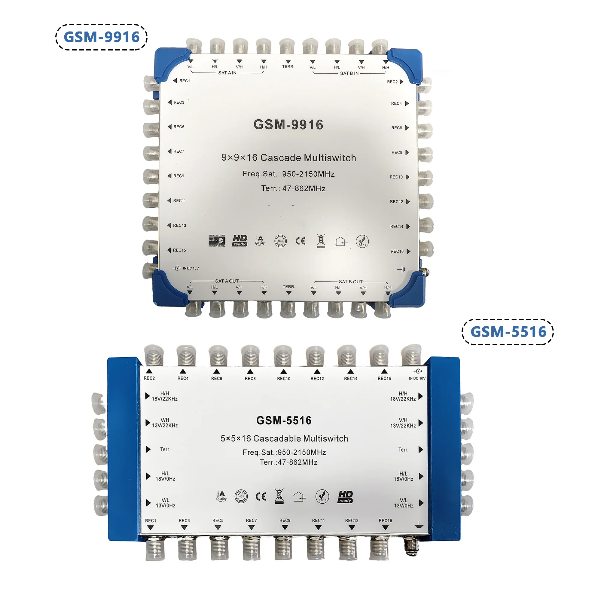 5/9-in-16-out satellite signal multi-channel switching switch cascade multi in multi out 13V 18V 22K Diseqc signal distributor