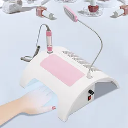5 in 1 Manicure Lamp Nail Dust Collector with Nail Drill Hand Rest and LED Desk Lamp for Gel Polish for Nail Salon and Home Use