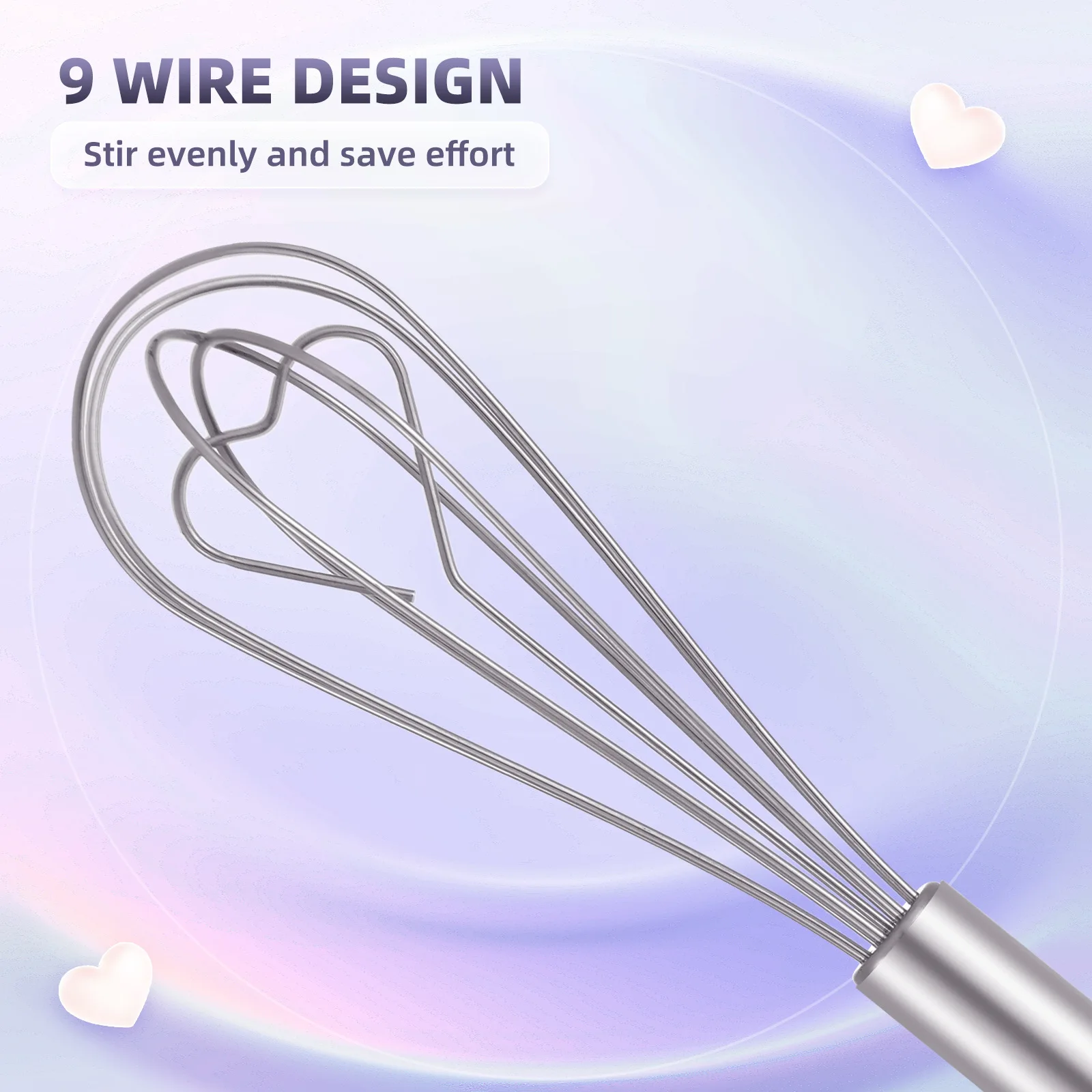 5-PCS Heart Shaped Stainless Steel Whisks Wedding Favors Non-Scratch Hand Metal Egg Beater with Gift Box Packing For Home Baking