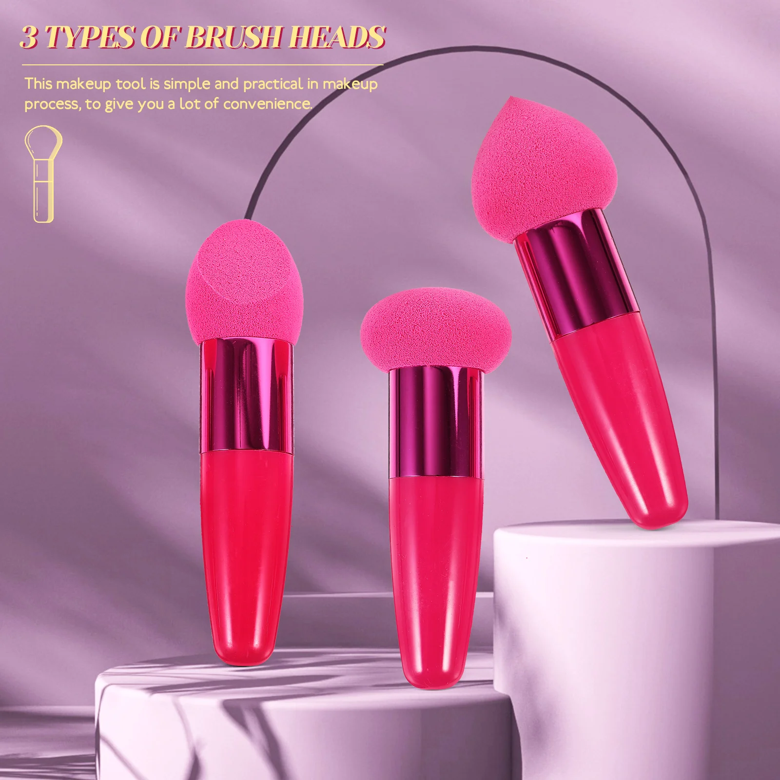 

3 Pcs Makeup Sponges Beauty Tools Premium Material Smooth Touch Unique Design Creative Heads Perfect Fit Skin Curve Simple