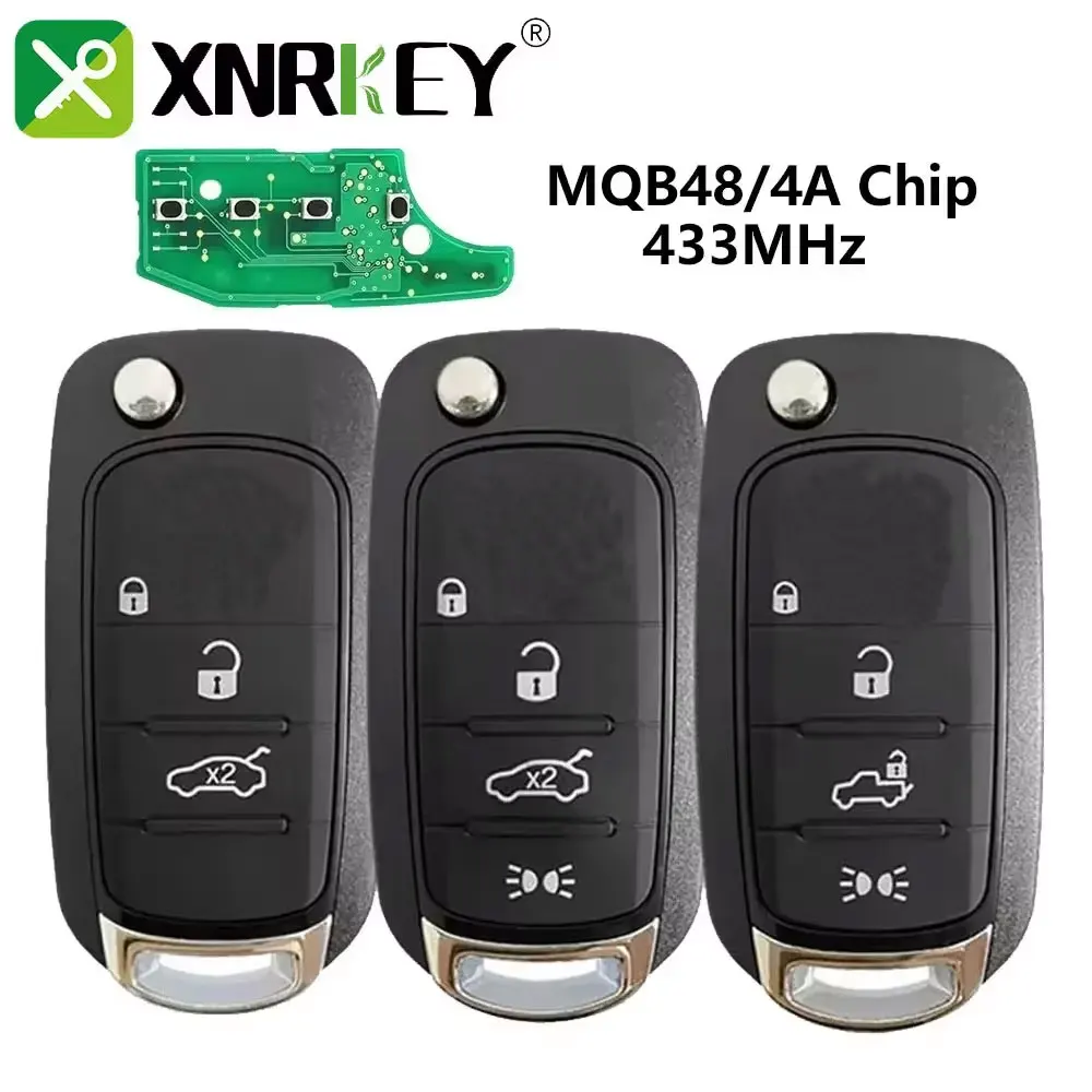 XNRKEY Remote Car Key/Only Key Shell For Fiat Folding Flip Egea Tipo 500X Spare Key With MQB48/4A Chip 433MHz SIP22 Uncut Blade