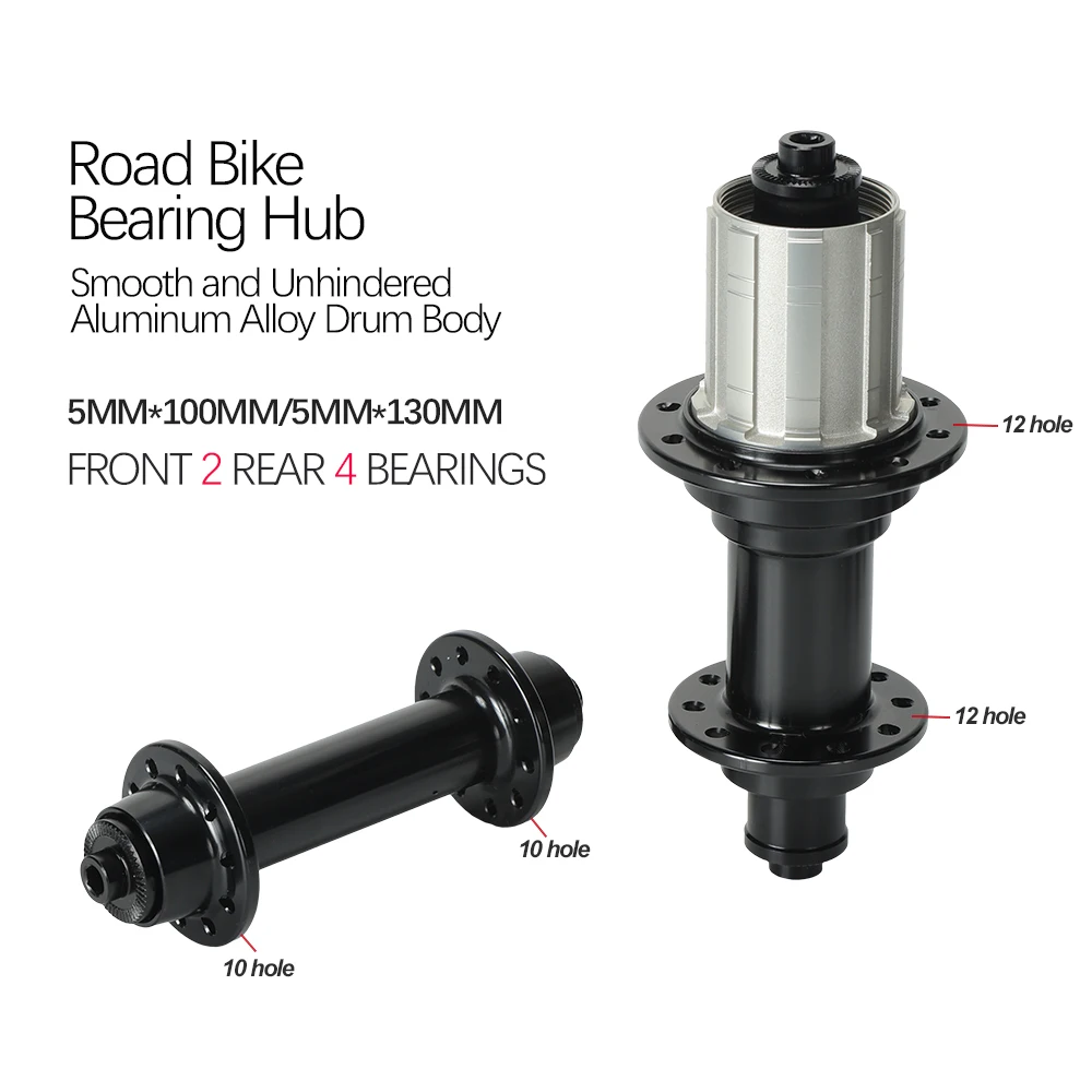 Road Bike Hubs with Sealed 6 NBK Bearings QR Axle 20 Holes for Bicycle HG System 11-12 Speed Aluminum V Brake 4 Pawl Bike Hubs