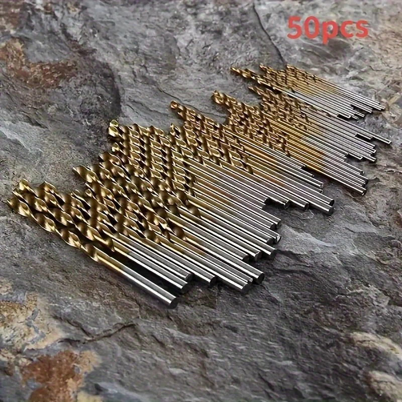 

50 Titanium Coated HSS Drill Bit Set-Precision and Durable Mixed Sizes,Suitable for Handheld Electric Drill,Woodworking Tools
