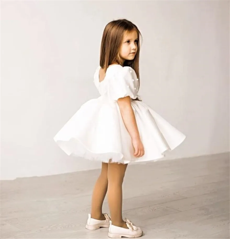 

Flower Girl Dresses Satin Tutu Baby Girls Birthday Party Gown Cupcake Ball Gown Communion Kid Toddler Outfit 12M 4T 6T