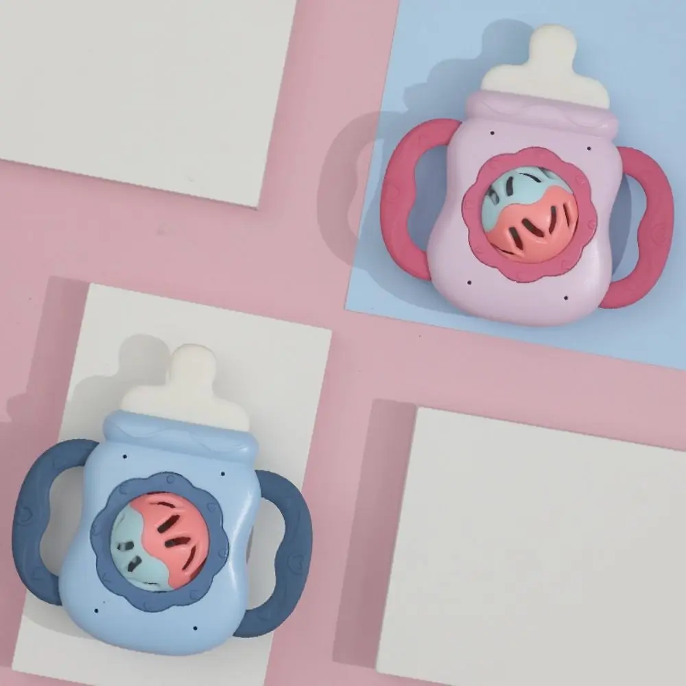 귀여운 식품 등급 아기 젖병 딸랑이 장난감 씹을 수 있는 벨 치발기 씹는 장난감 젖병 모양 유아/유아용