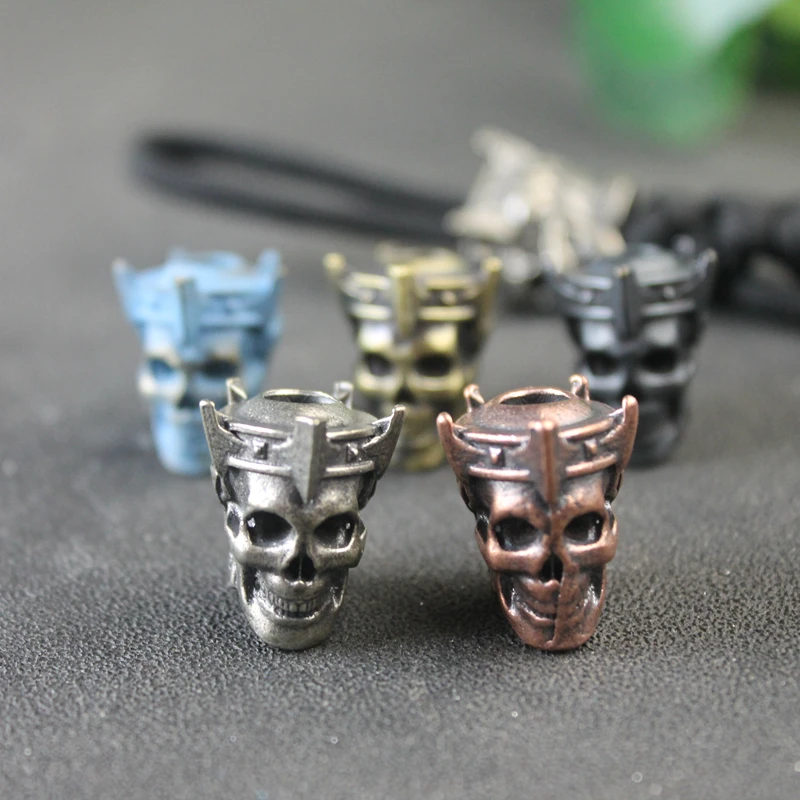 Crown Skull Head Sculpture Brass Knife Bead Outdoor EDC Umbrella Rope Pendant DIY Paracord Bracelets Accessories Lanyard Hanging