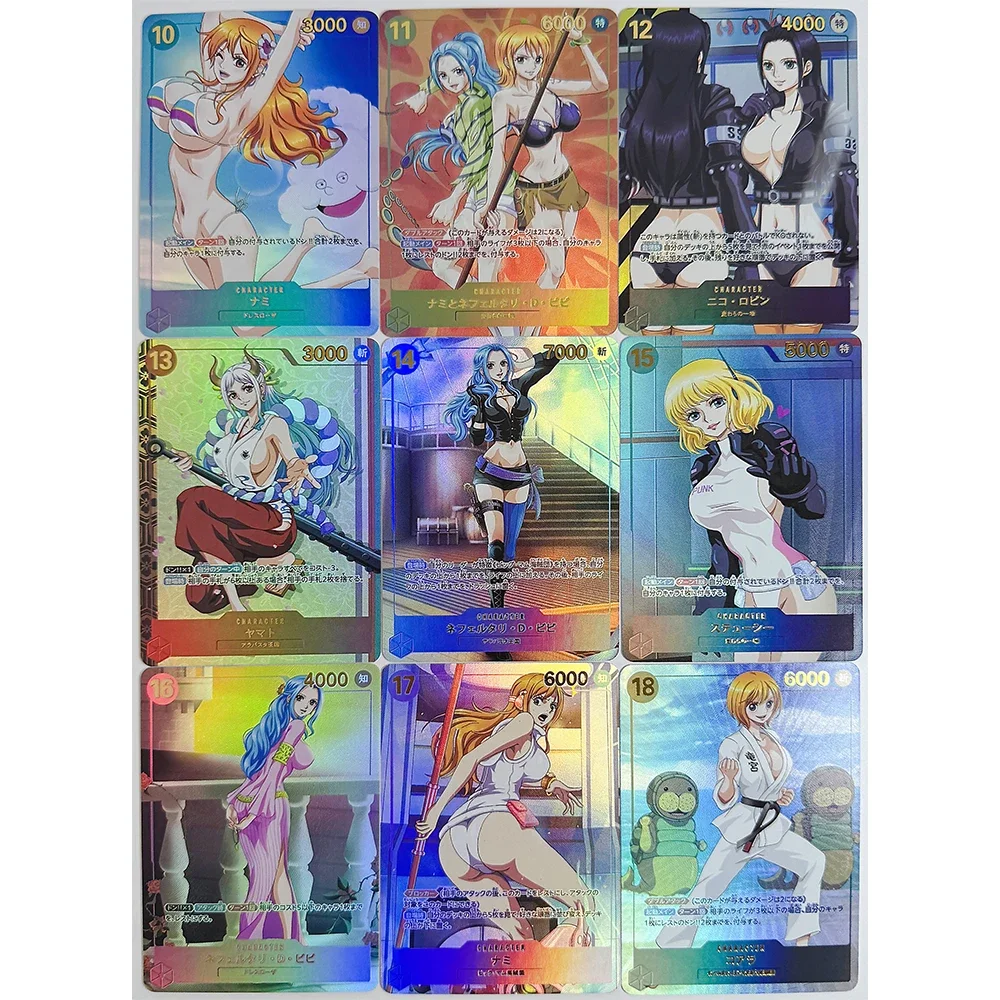 9 stk/set Anime Een Stuk DIY ACG Premium Flash Card Jongen Games Speelgoed Verjaardagscadeau Collectible Card Boa Hancock Luffy Nami Zoro