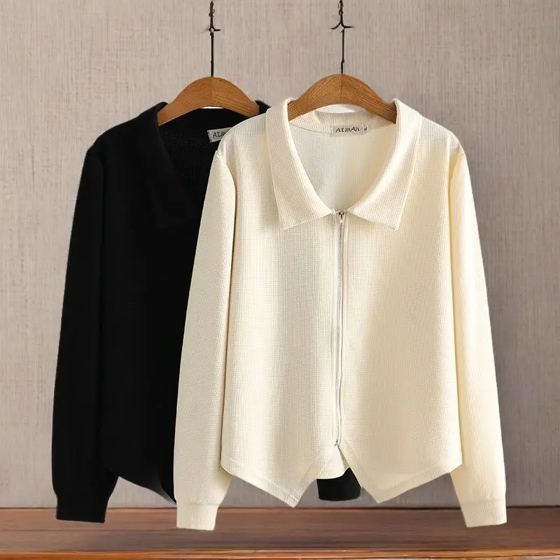 

Women's Autumn Korean Edition New Casual Cardigan Fashion Irregular Meat Covering Coat All Match Zipper Elegant Top
