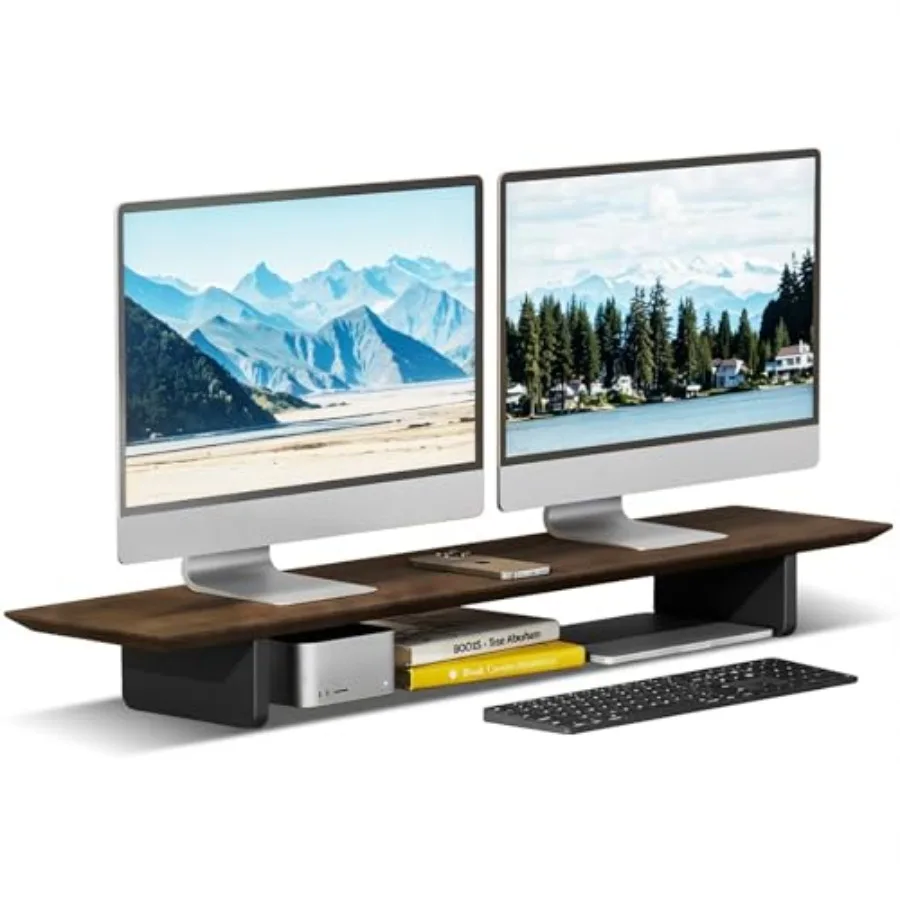 

Подставка для двух мониторов из массива дерева, вмещает 2 экрана до 27 дюймов, настольный органайзер, полка для стола до 43 дюймов, подставка для телевизора, ноутбука, принтера