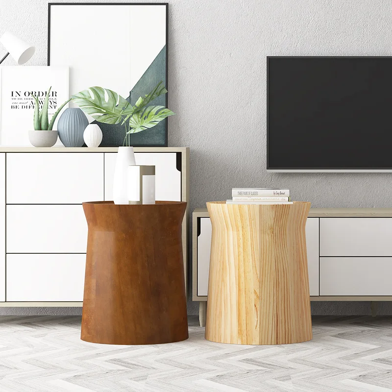 Factory direct sales round solid wood sofa, side table, living room corner, bedside log restaurant, household wooden pier
