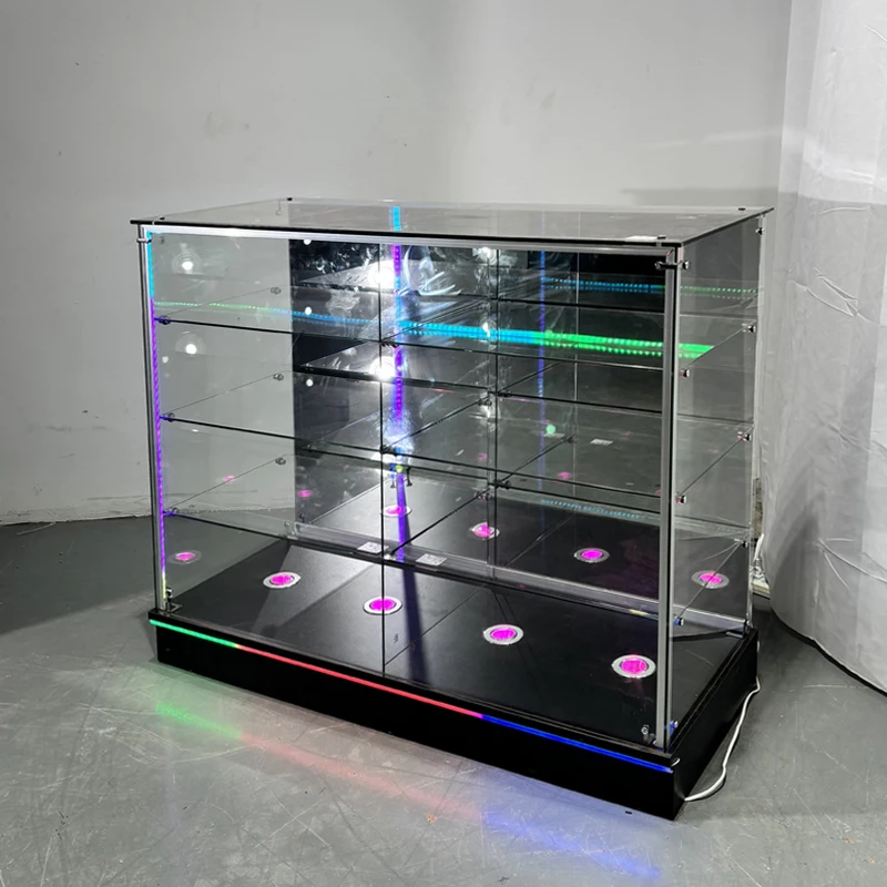 Keway Wholesale Custom Lockable Sliding Door Vitrine Perfume Display Cabinet Retail Shop Tempered Glass Display Cabinet