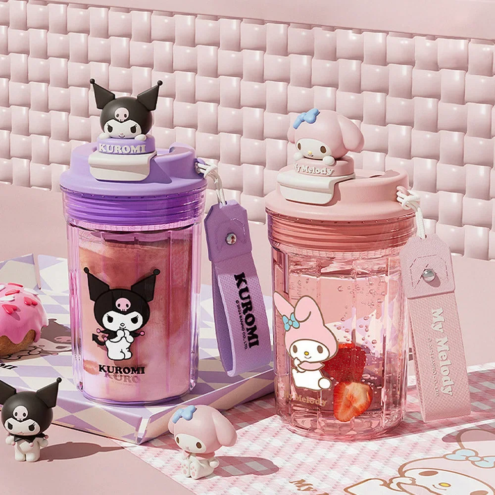 MINISO 520ml Sanrio Kawaii Kuromi Mymelody Cinnamoroll Water Cup Cute Portable Water Bottle Coffee Cup Portable Gift Girls Kids