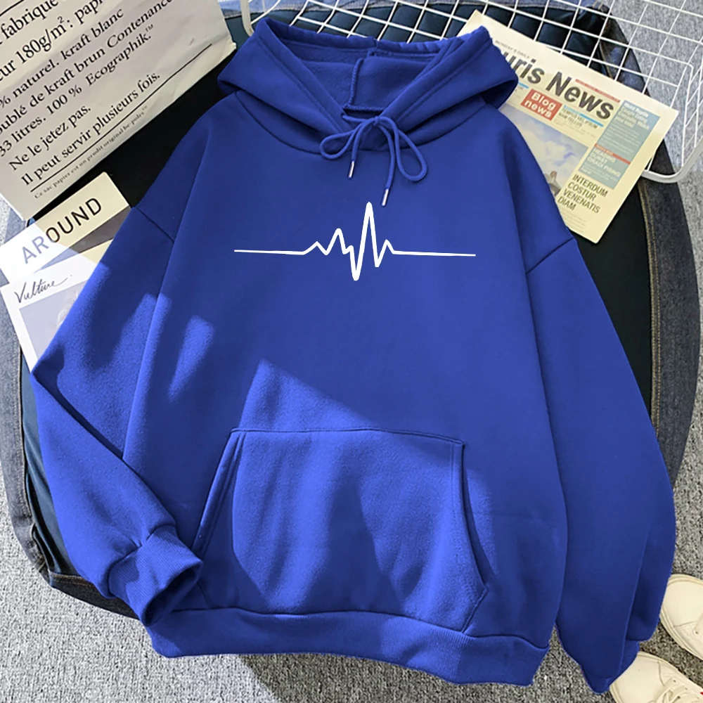 

electrocardiogram Printed man Hoodies Comfortable Fleece Warm Pocket Sweatshirts Casual Loose Pullovers men Woman Sportswear