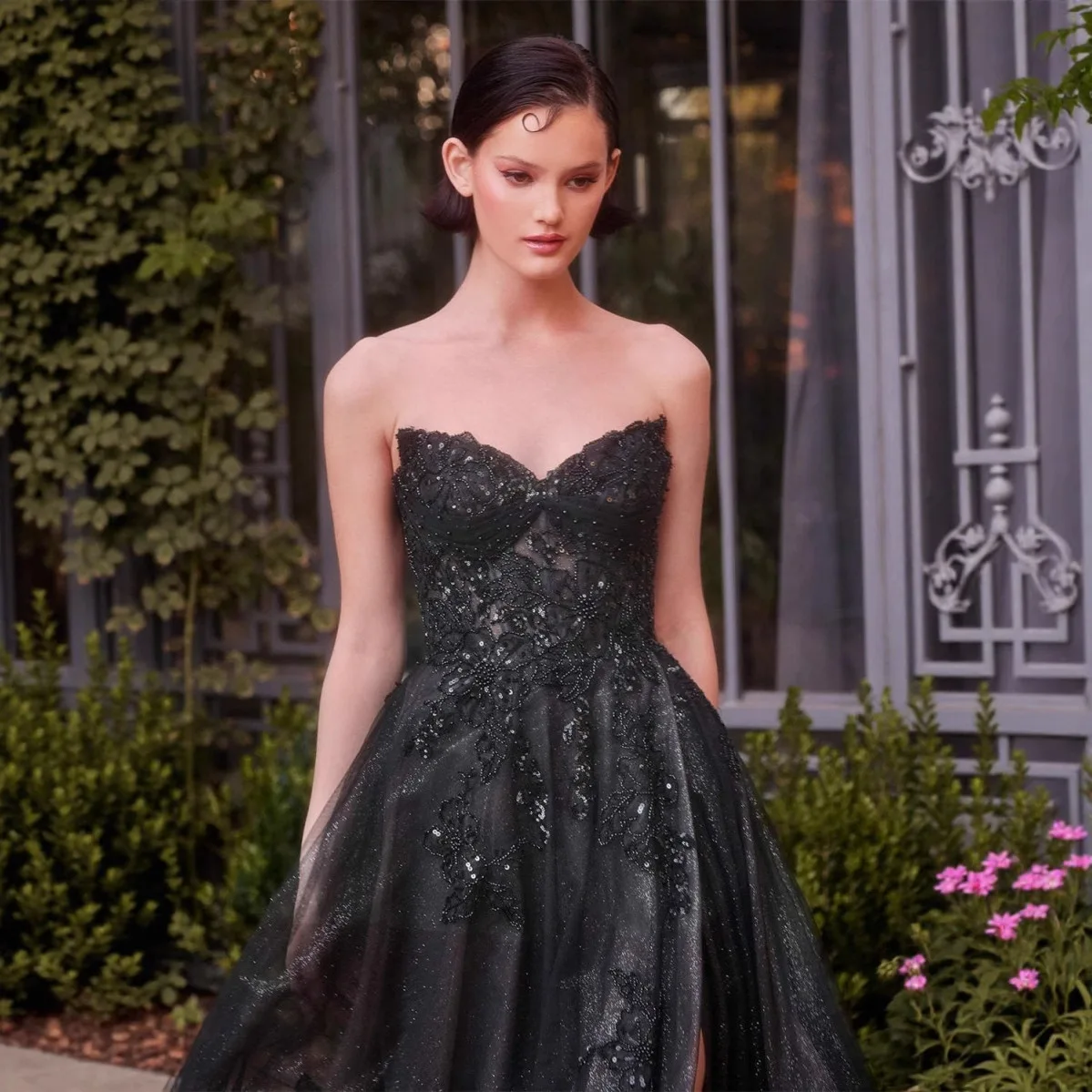 Ashion Schwarz/Sage Prom Geburtstagskleid 2026 Trägerlos Blumen Spitze Falten Tüll Abend Formelle Partykleider Vestidos De Feast