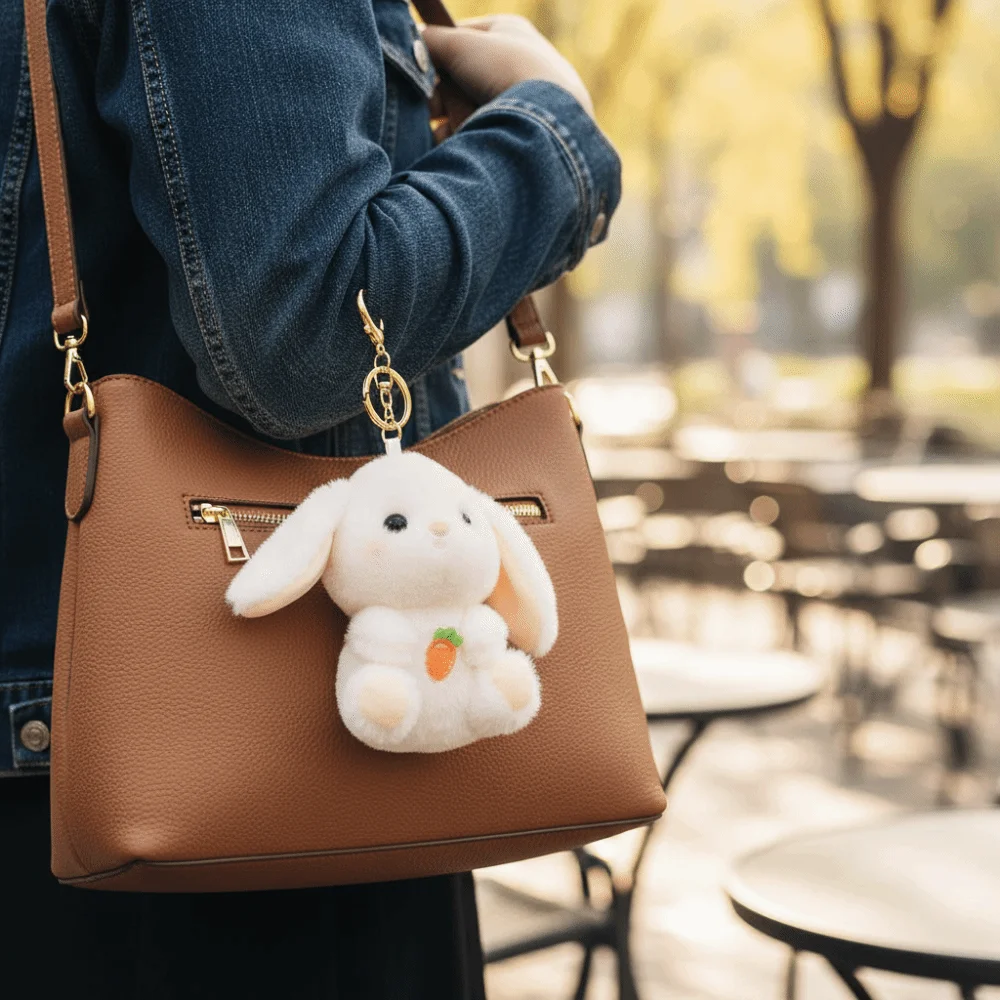 

Stuffed Animals Bunny Keychain Animal Bear Little Rabbit Sitting Soft Couple Rabbit Bag Pendant Boys and Girls