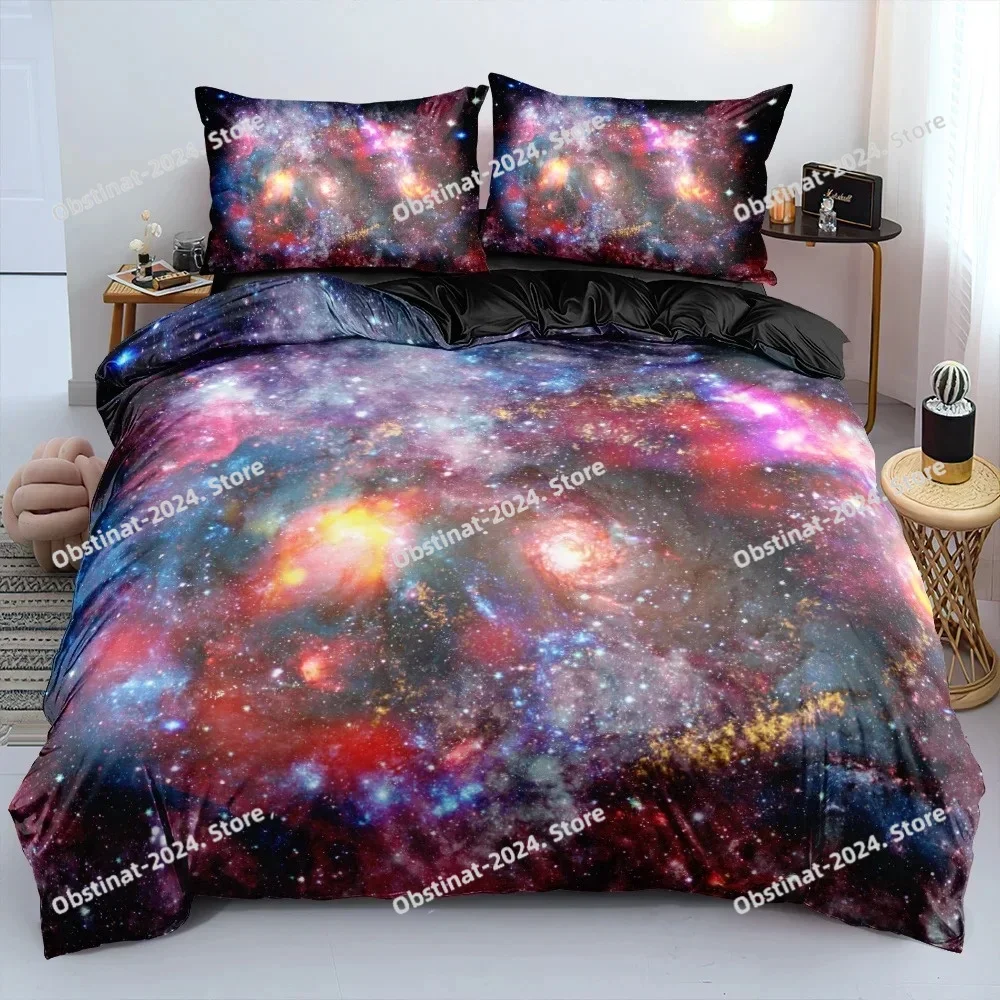 Luxury Galaxy Dark Blue Bedding Set Twin Full Queen King Size DuvetQuilt Cover Set Shining Stars Starry Sky Comforter Cover
