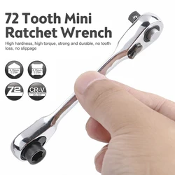 Mini 1/4 inch Double Ended Quick Socket Ratchet Wrench Rod Screwdriver Bit Tool Contain 1 x Ratchet Handle Wrench