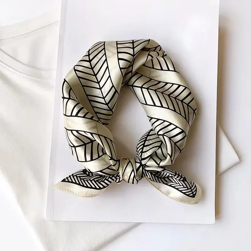 

2024 Women Square Neck Hair Scarves 100% Silk Scarf Foulard Shawls And Wraps Bandana Neckerchief Poncho Headband Hijab 53*53cm