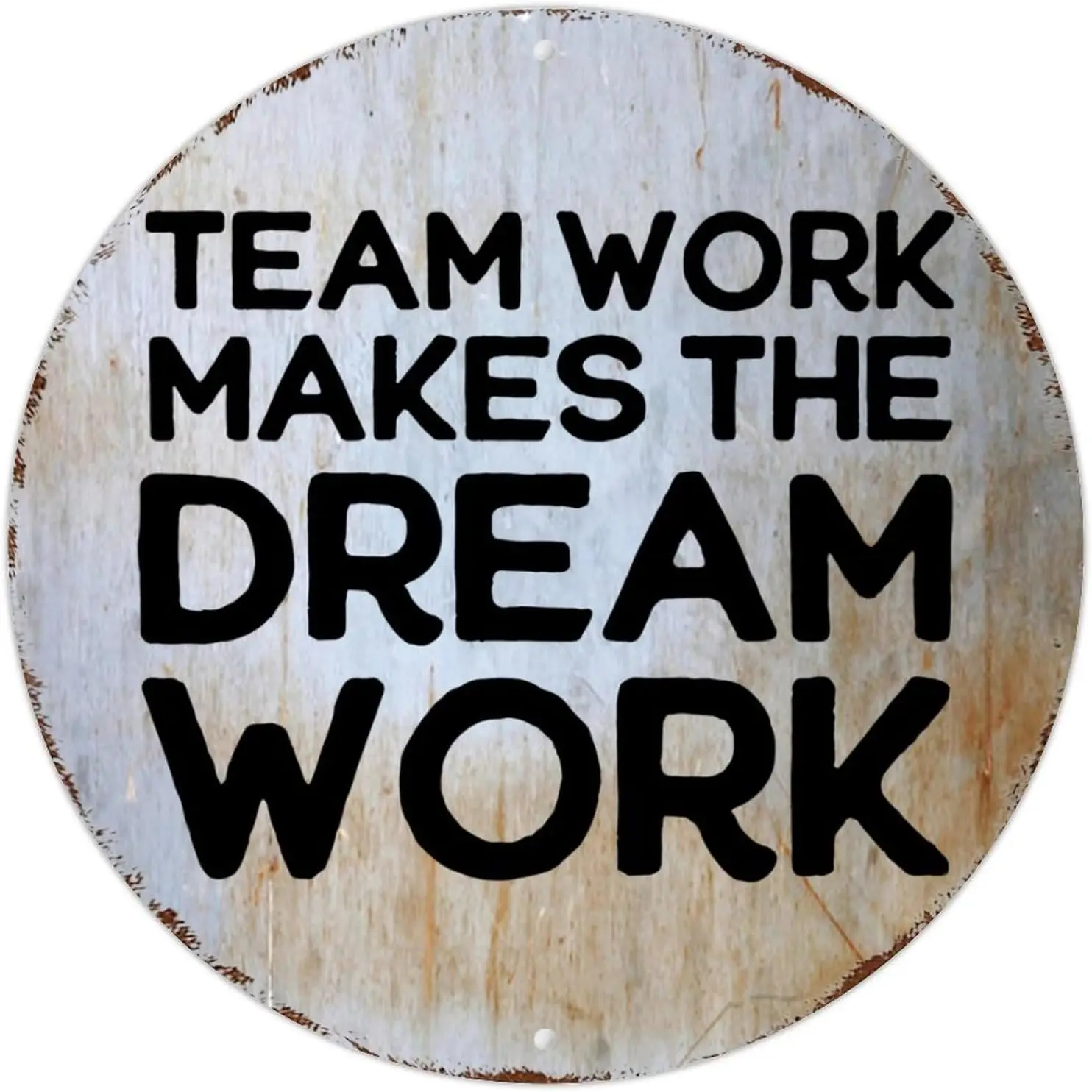 Team Work Makes The Dream Work Signs Round Metal Tin Signs Jesus Quote Metal Wall Art Wall Sign Wall Plaques Farmhouse Wall Deco image 2