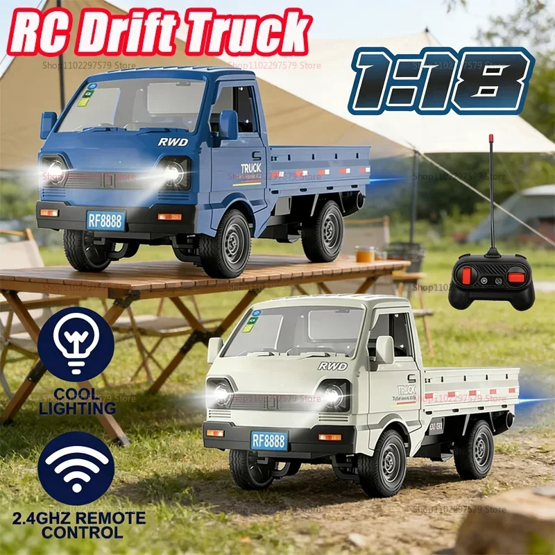 Remote Control Car 1:18 Scale Off-Road Drift Truck With Spray LED Lights High Speed All Terrain RC Toys Gift For Kids Adults Fun