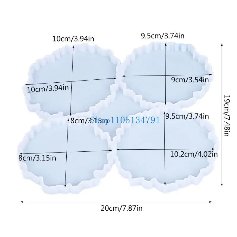 98 كجم 4 في 1 مجموعة قوالب سيليكون ناعمة غير منتظمة من العقيق كوستر كأس حصيرة قالب الراتنج