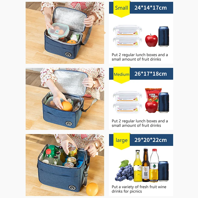 Portable Lunch Bag Thermal Insulated Lunch Box Tote Cooler Handbag Waterproof Backpack Bento Pouch Company Food Storage Bags