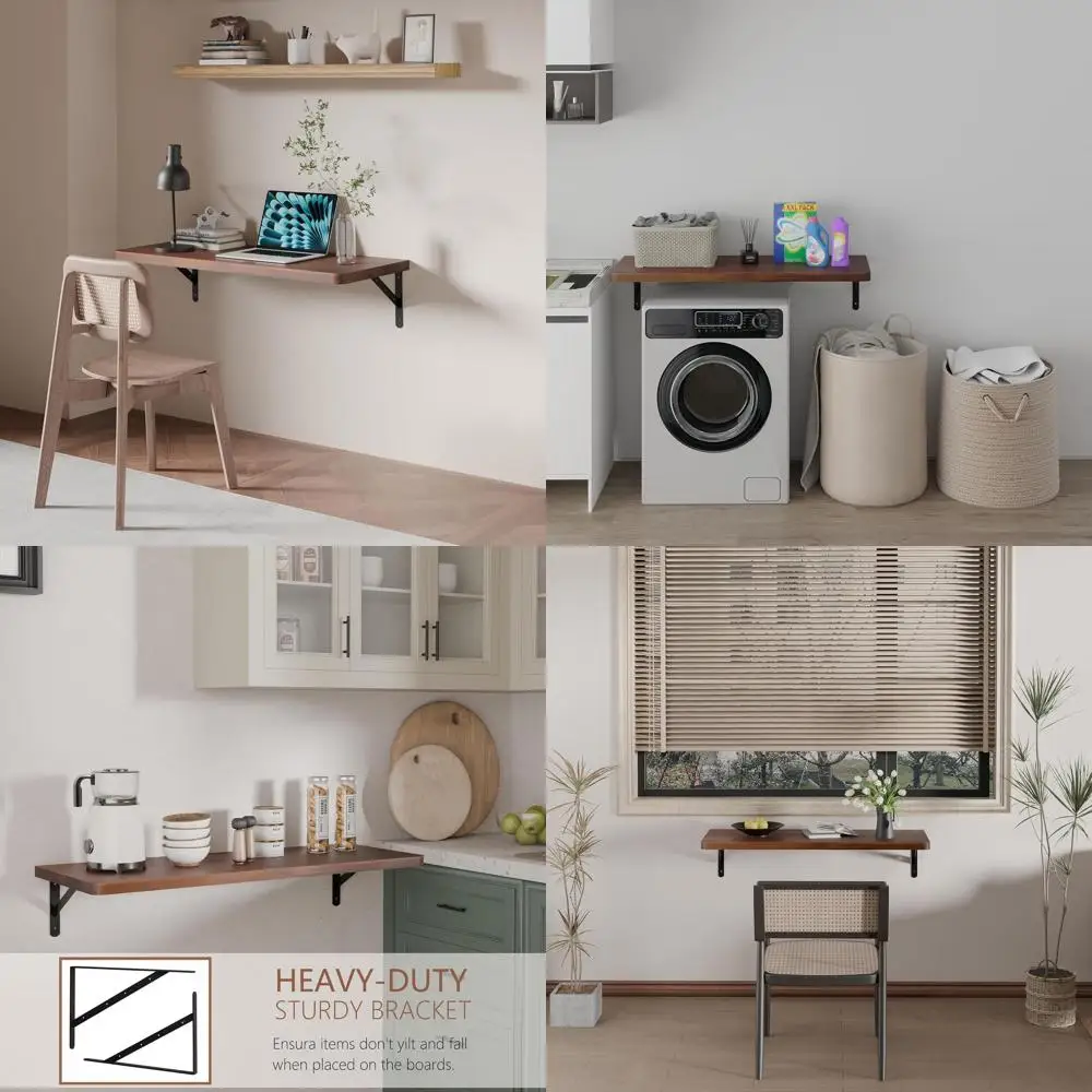 

36 Pine Wood Wall Desk for Home Office, Garage Workbench, Heavy Duty Kitchen & Dining Table, Laundry Station