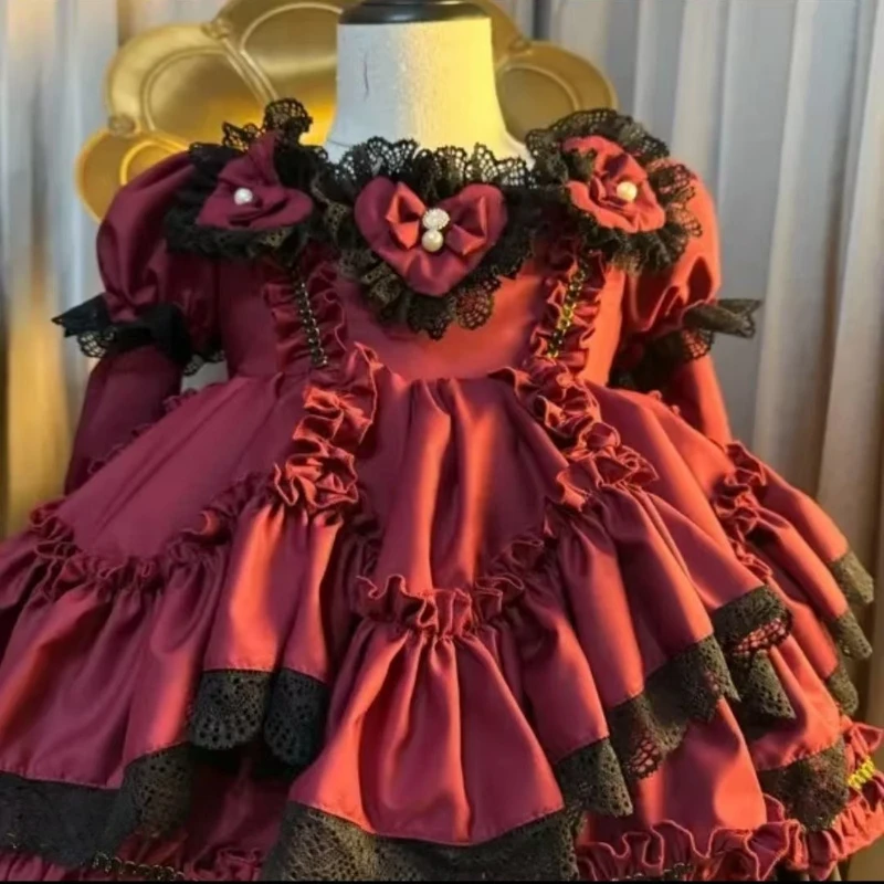 Handmade Spanish Lolita Princess EID Dress Girls Bridesmaid Dress Kids Boutique Photography Costume Girls Party Wedding Dress