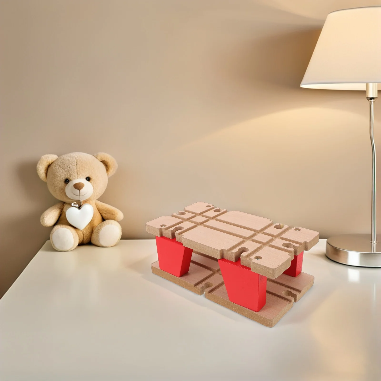 

Wooden Train Track Set Interlocking Railway Railroad Natural Color Compatible Educational Construction Gift for Kids