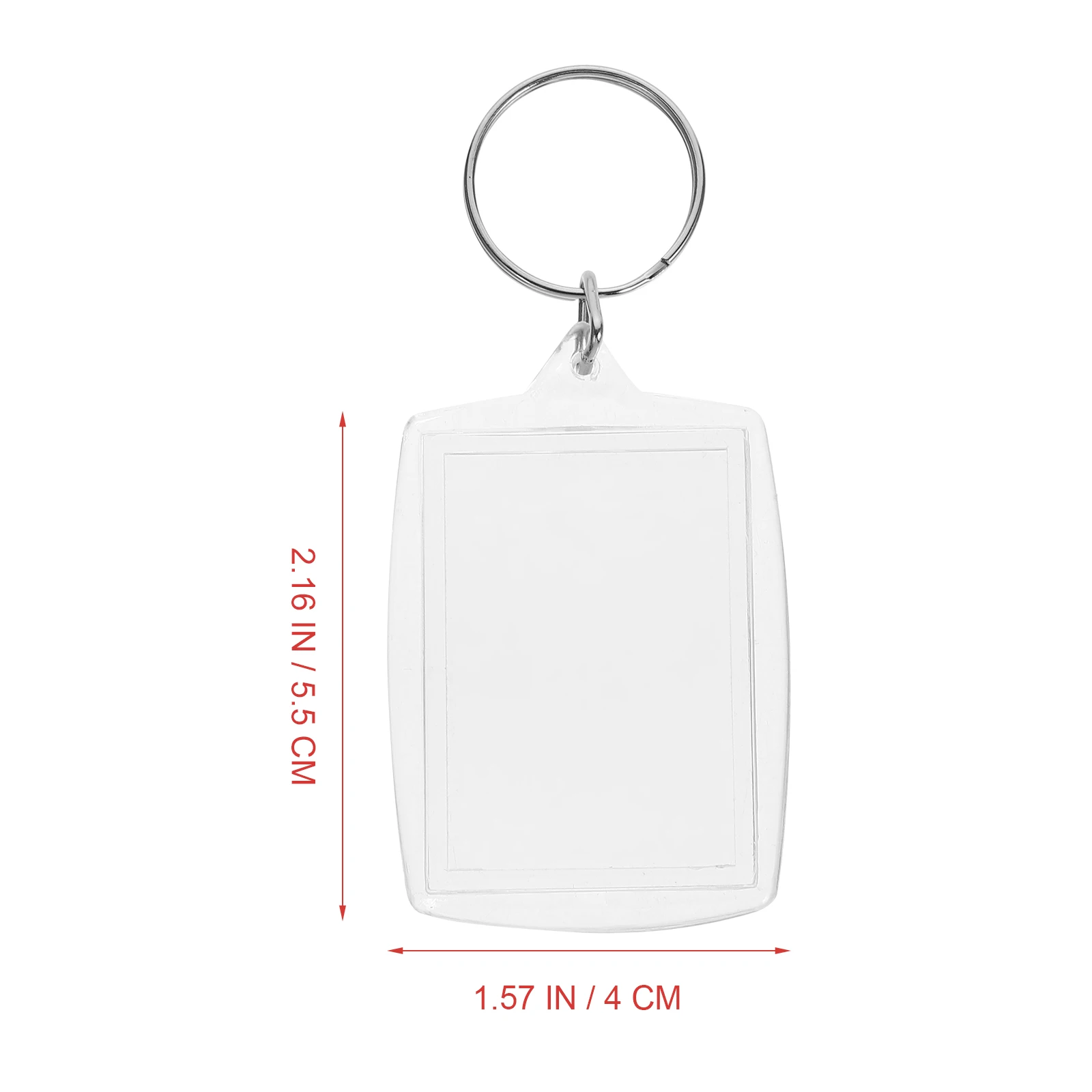 

100pcs Acrylic Keychain Photo Frame Transparent Blank Insert Frames Keychains Shatter Resistant Diy Split Ring Gifts