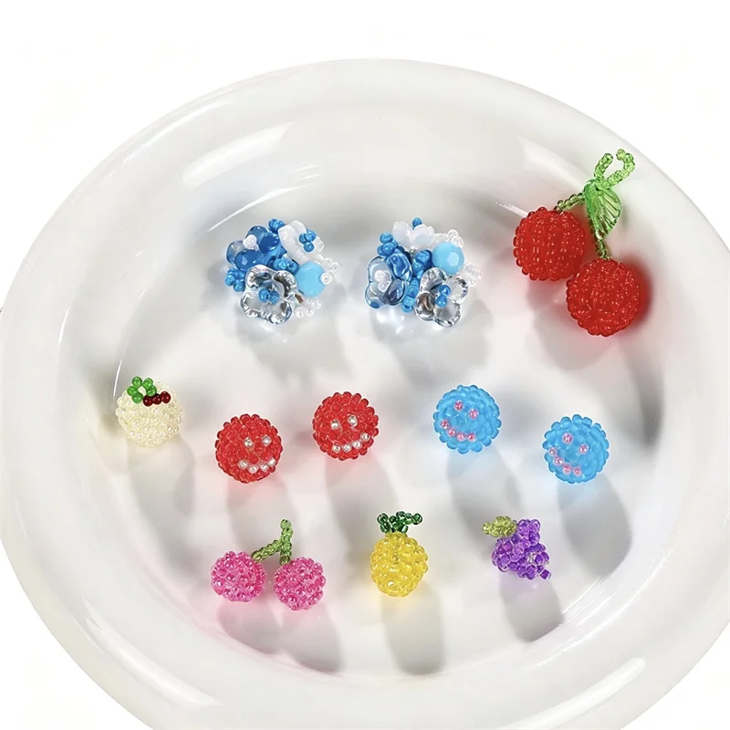 New arrived 20pcs/lot color acrylic glass beads handmade weave cartoon cherry rounds Grapes shape diy jewelry garment accessory