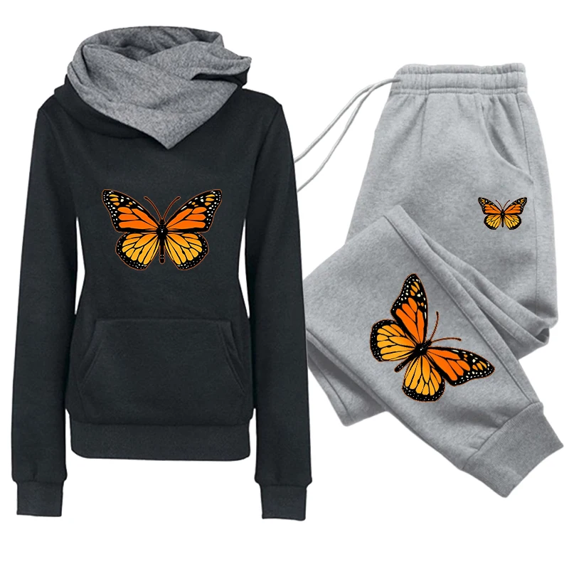 Damen-Set/Hoodie/Hose 2026 Trainingsanzug mit Herzmuster Kapuzenpullover Jogginghose Herbst Winter Damen Alltags-Freizeit-Sportoutfit – Detail 5