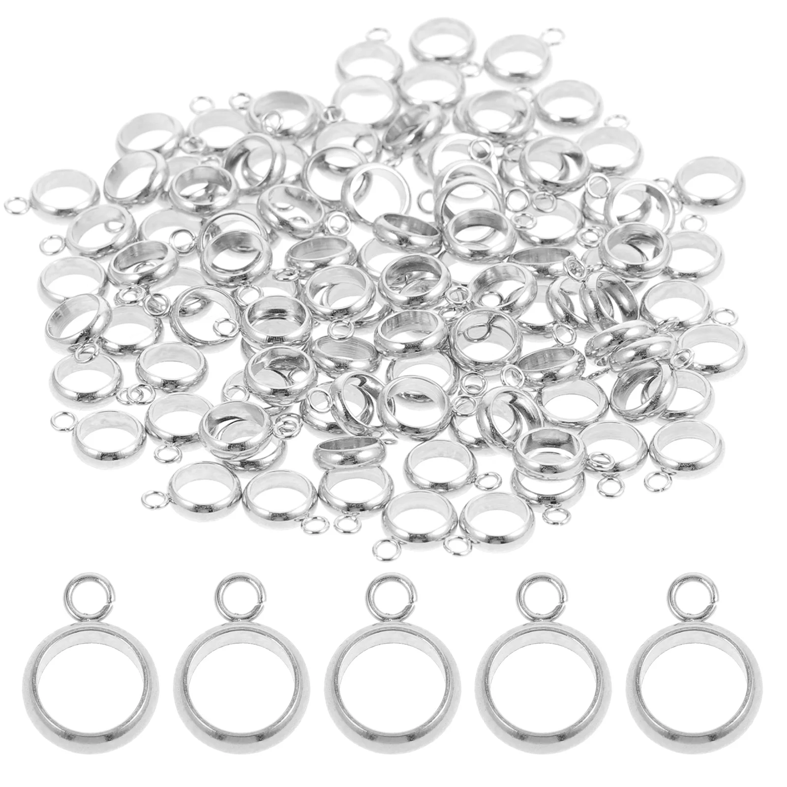 

100pcs Stainless Steel Bail Beads Hanger Links For Pendant Dangle Jewelry Making Diy Craft Spacer Connectors Findings