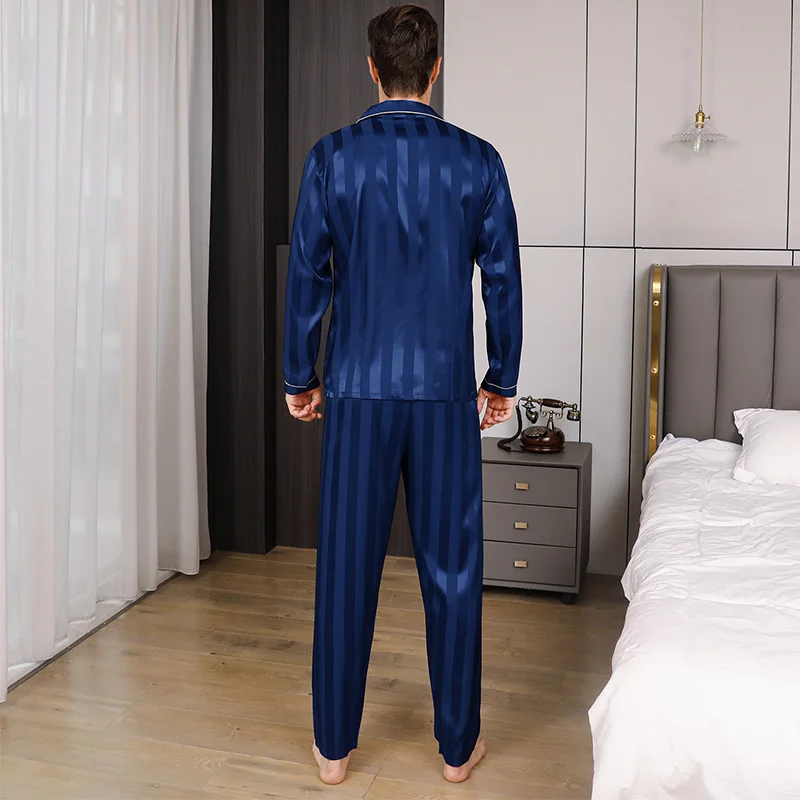 Men's pajamas long sleeves summer ice beautiful home clothes men's spring and autumn casual thin cardigan can wear out two suits