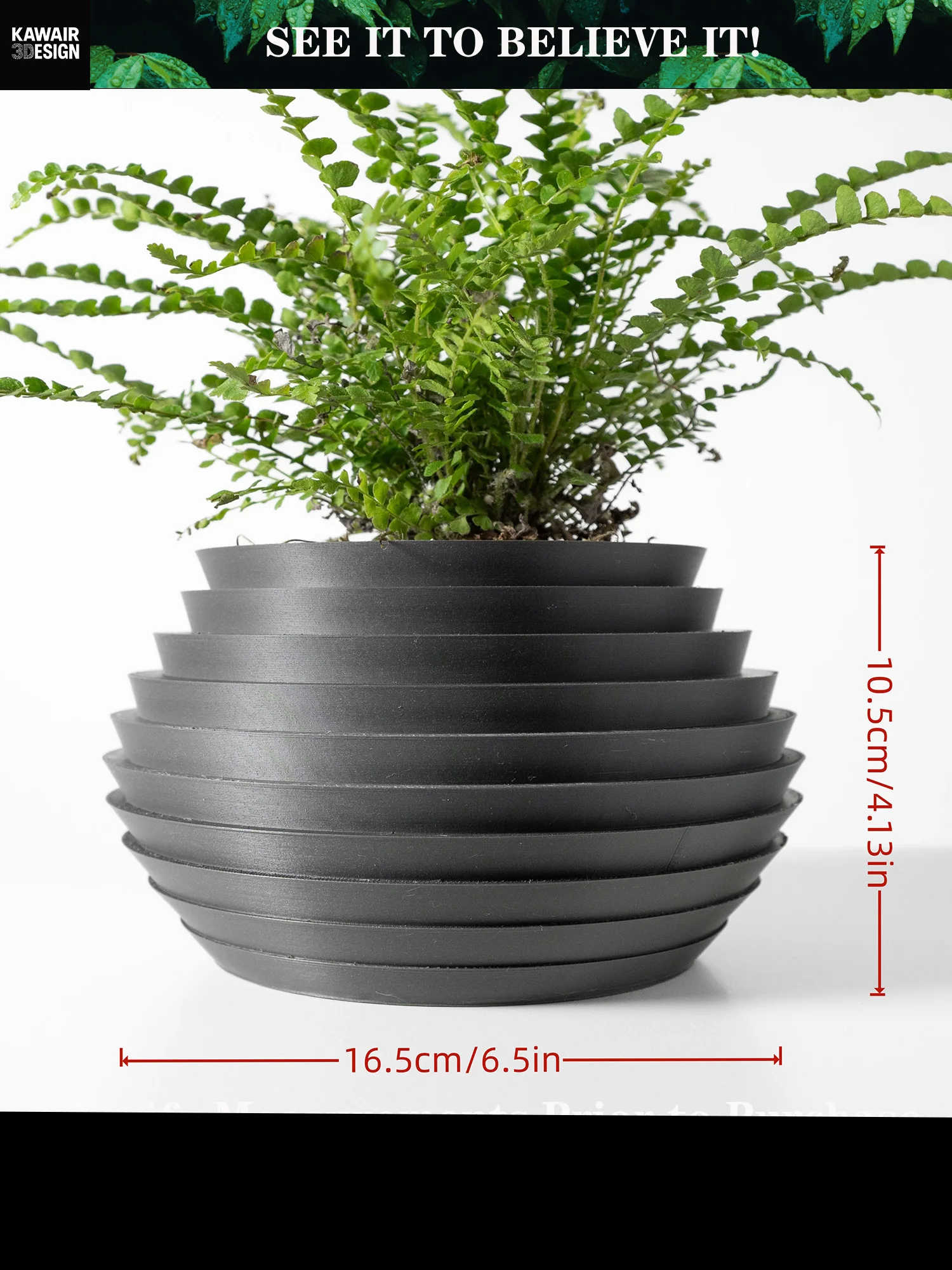 Pot de fleur imprimé en 3D Texture de ligne Carré Rhombus Mix Sens du design fort Décoration d'intérieur écologique