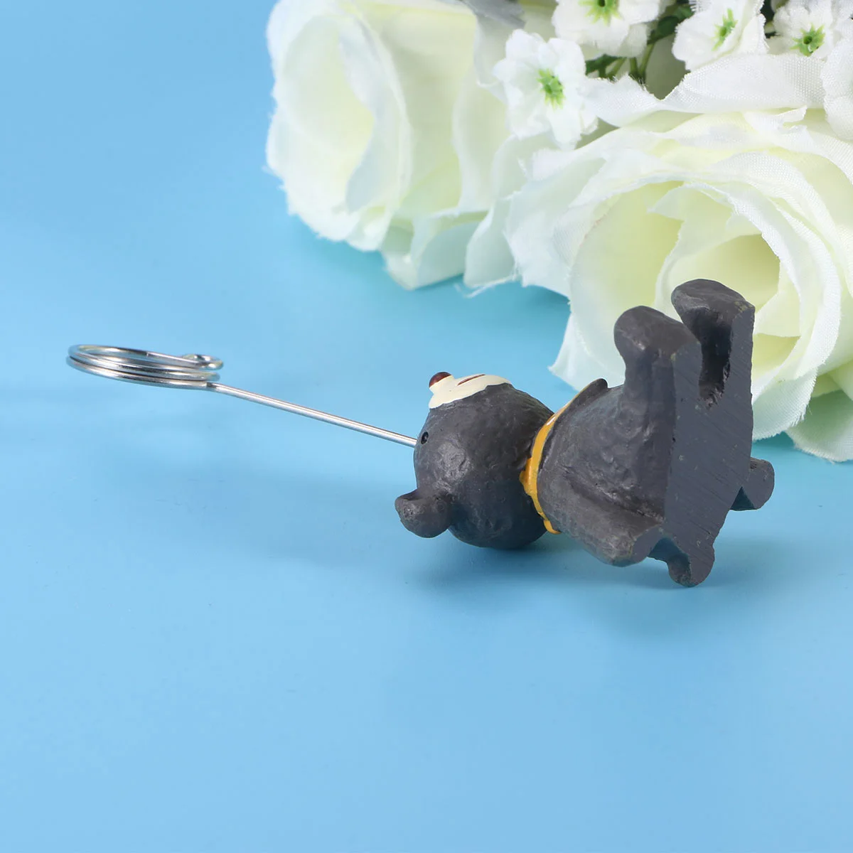 

Resin Little Bear Animal Desktop Ornament Dark Gray Photo Clip Cartoon Note Holder Table Number Name Card Display