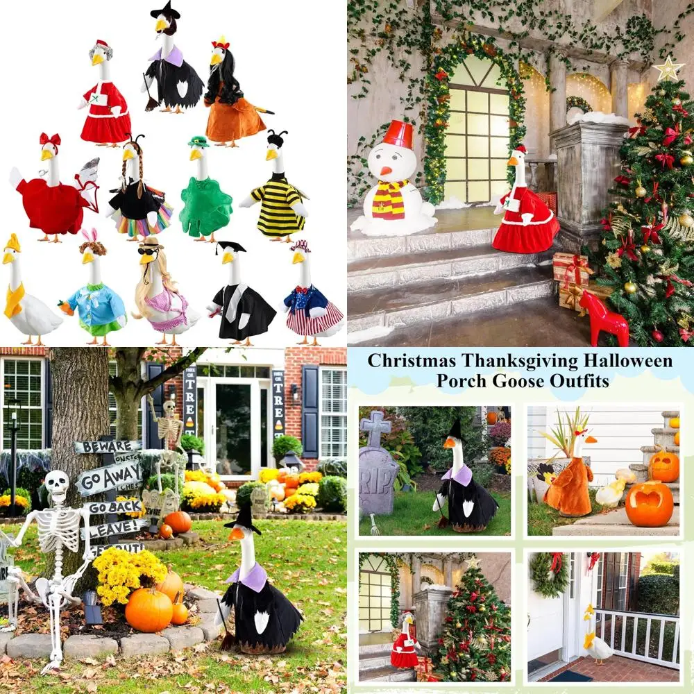 

All-Season Goose Costumes for Thanksgiving and Christmas with 6 Wigs, Holiday Turkey and Santa Outfits, Perfect for Winter Porch