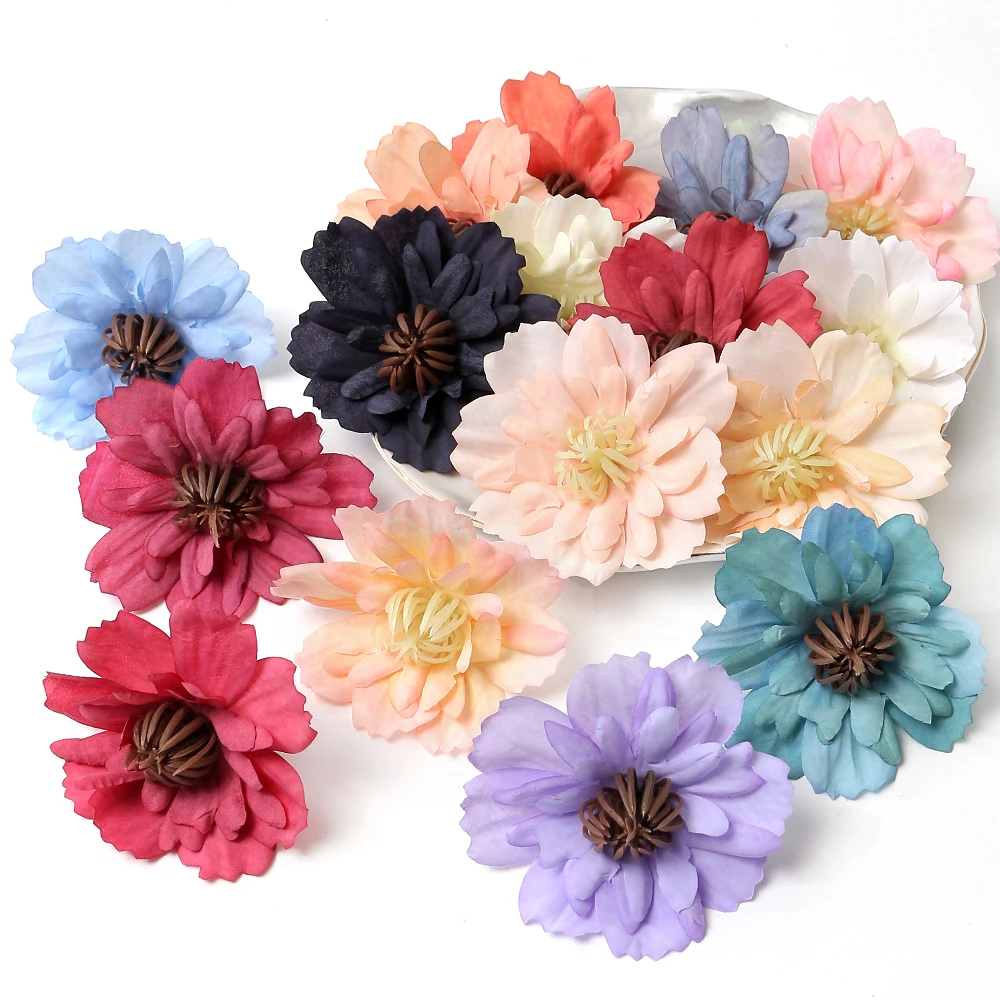 10Pcs Peony Artificial Flowers 5cm Fake Flowers Heads Party Weedding Decoration Scrapbooking Wreath DIY Craft Gifts Accessories