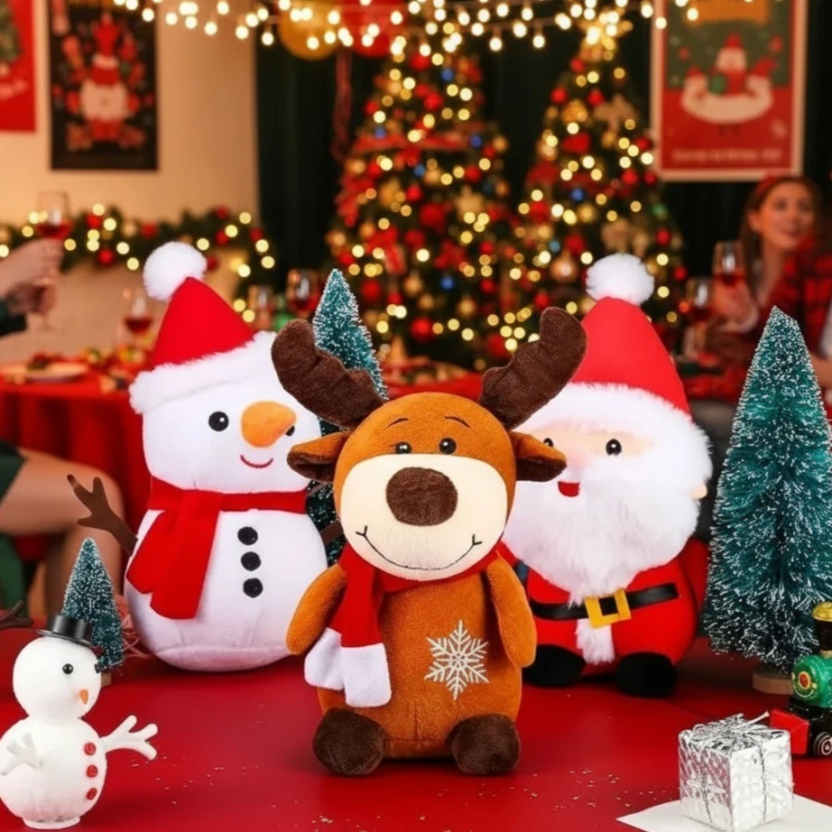 23/40cm juguete de peluche de Navidad Santa Claus muñeco de nieve Reno muñeco de peluche lindo regalo suave para niñas vacaciones Festival decoración del hogar