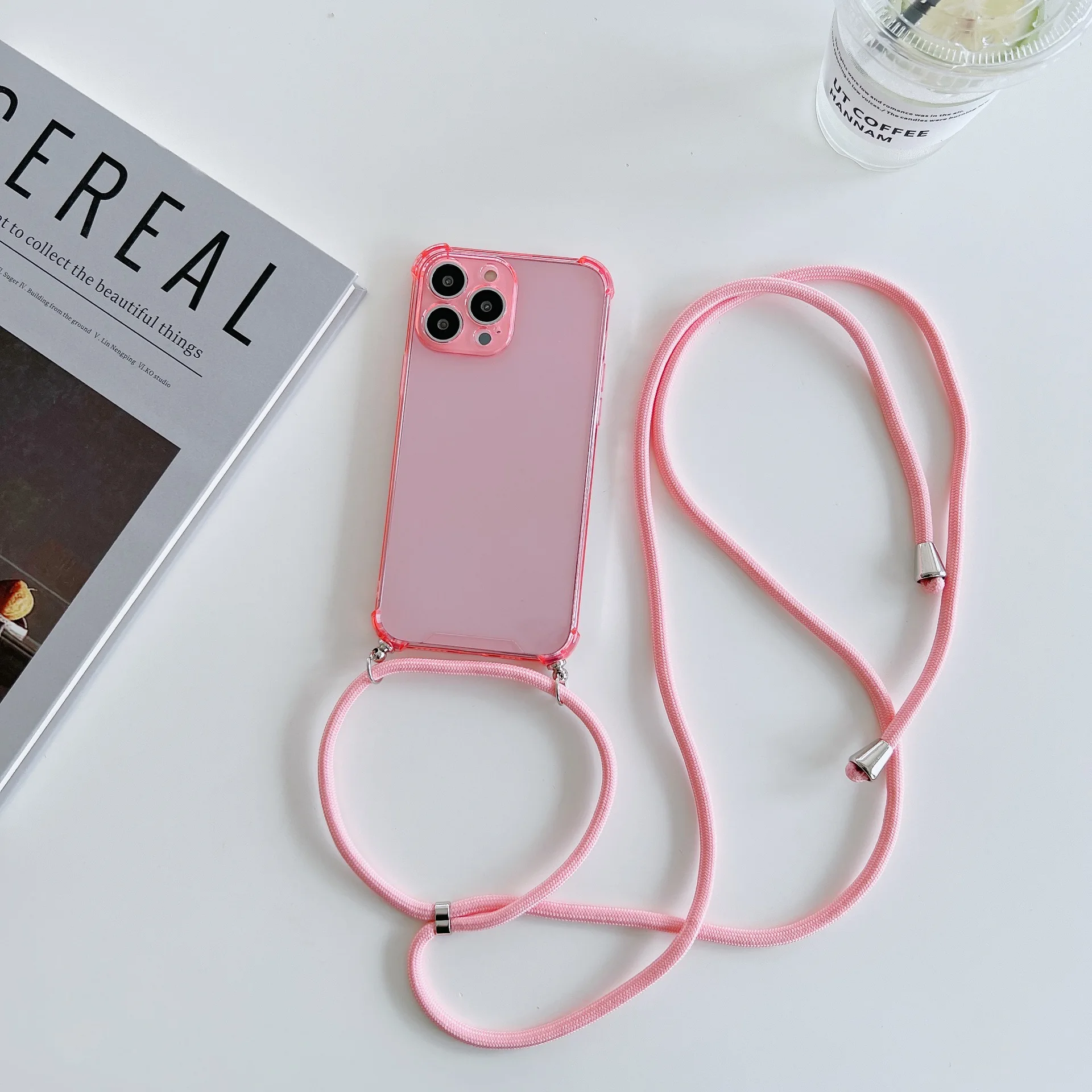 Necklace Case For iPhone 11 Shoulder Lanyard Transparent Soft TPU Phone Cover For iPhone 17 16 15 14 13 12 XR 11 Pro Max XS MAX