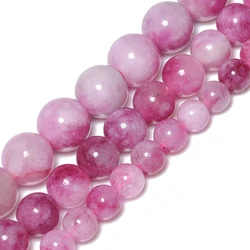 6/8/10mm Natural Stone Plum Tourmaline Beads Pink Round Spacer Beads for Jewelry Making Supplies DIY Bracelets Accessories 15''