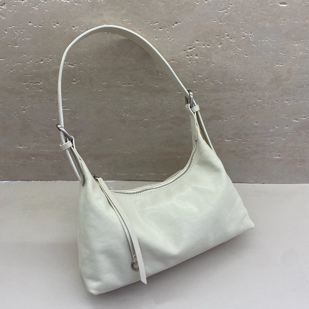 Women'S Work Bags Designer - メンディ レディース ホーボーバッグ、本革製、デザイナーズブランド、新作、脇に持つショルダーバッグ、ハンドバッグ、無地、ショッピング、仕事、普段使い、半月型。