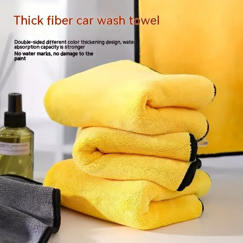 Thickened Double Layer Car Microfiber Towel Cleaning Cloths Car Washing Drying Towels Soft High Absorption Auto Detailing Cloth