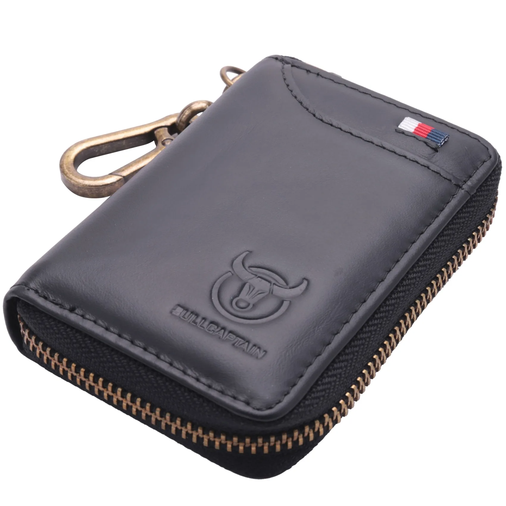 ABMO  Leather Men&Women Key Wallet Unisex Rfid Blocking Business Key Case Fashion Card Holder Coin Purse Key Case Black
