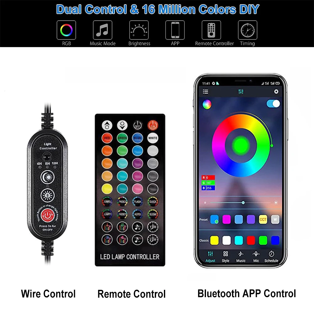 Imagem -03 - Aquário Air Bubble Led Light Controle Bluetooth App 36leds Subaquática Fish Tank Lamp Ip68 à Prova d Água Luzes de Decoração