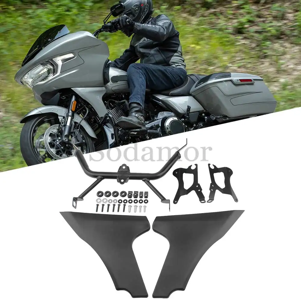 Motor Side Fairing Panel Cover With Support Bracket Kits For Harley Road Glide FLTRX FLTRXSTSE 2024+ CVO/SE FLTRXSE 2023-later
