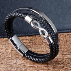 Classic Double-layer Accessories Specially Designed Stainless Steel Men's Leather Bracelet Multi-Color Combination Surprise Gift