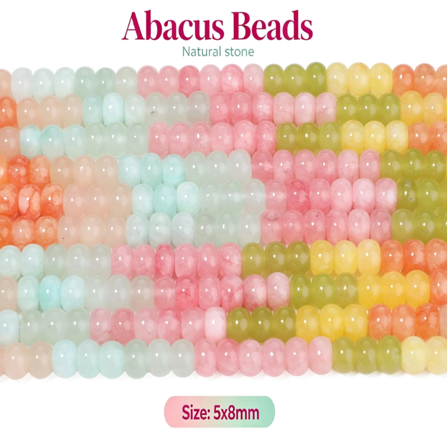 Colorful Abacus Rondelle Beads 5x8mm Flat Round Loose Stone Beads For Jwelry Making DIY Crafts Bracelets Necklace Accessories