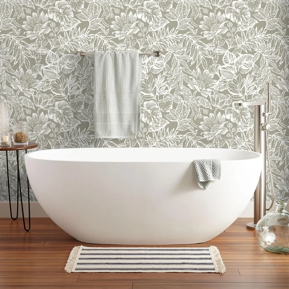 ورق جدران قابل للتقشير واللصق على شكل زهور استوائية حديثة، ورق اتصال ذاتي اللصق قابل للإزالة للاستخدام الداخلي الأنيق